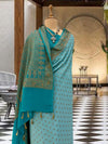 Kakatiya turquoise Chinon Crepe Saree