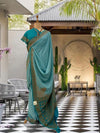 Kakatiya turquoise Chinon Crepe Saree