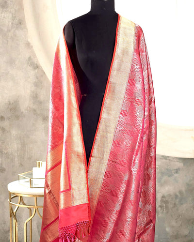 Nouvelle Peach Brocade Silk Saree