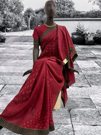 Mandawa Red cotton Pashmina Saree