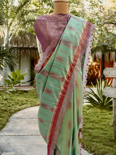 Yadadri Turquoise & Pink Patola Silk Saree