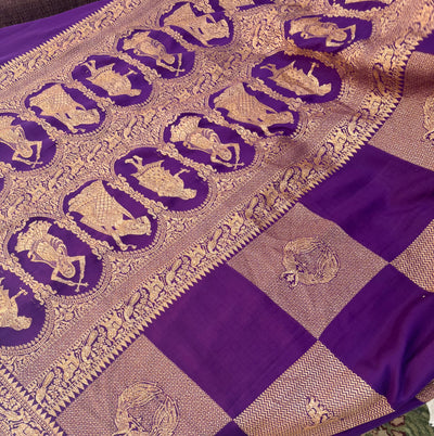 Nartaki Purple Crepe de chine Sari