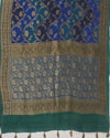 Nartakpriya peacock Blue and Green Rangkaat Tussar Georgette Saree