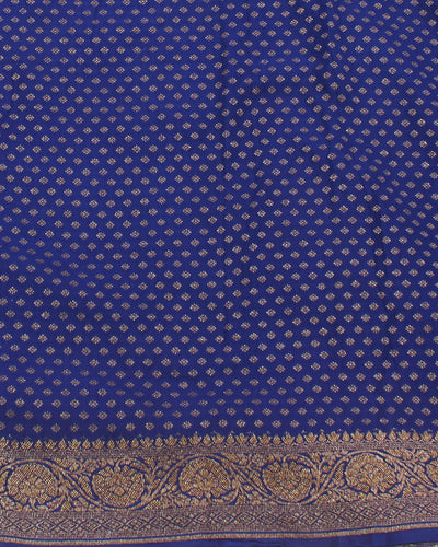 Pallava Smokey blue Chinon Crepe Silk Saree