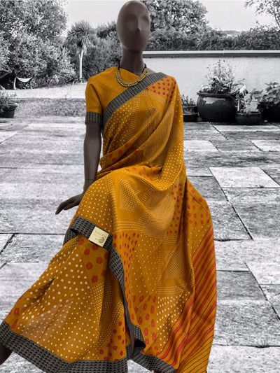 Pichola Yellow cotton Pashmina Saree