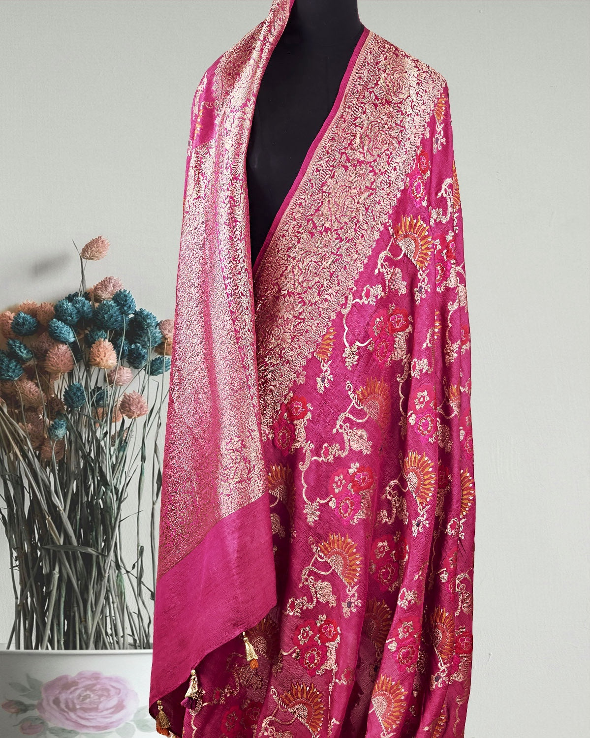 Meghapushpa Old Rose Gyasar Tussar Georgette Saree