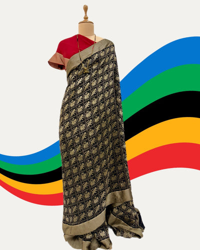 Black Patola Crepe silk Saree