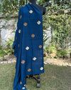 Oxford Blue Matka Georgette Dupatta