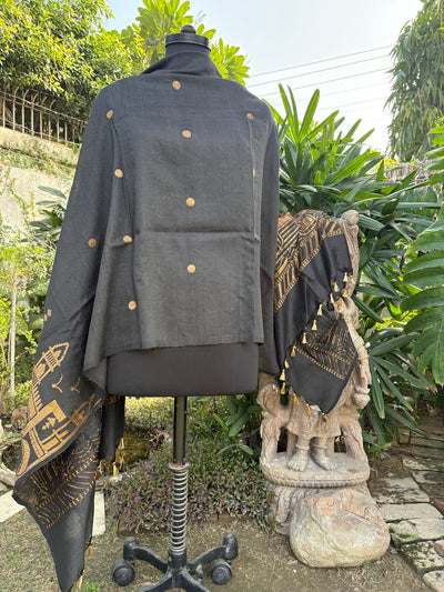 Varuna Ghat Palla Black Matka Georgette Dupatta