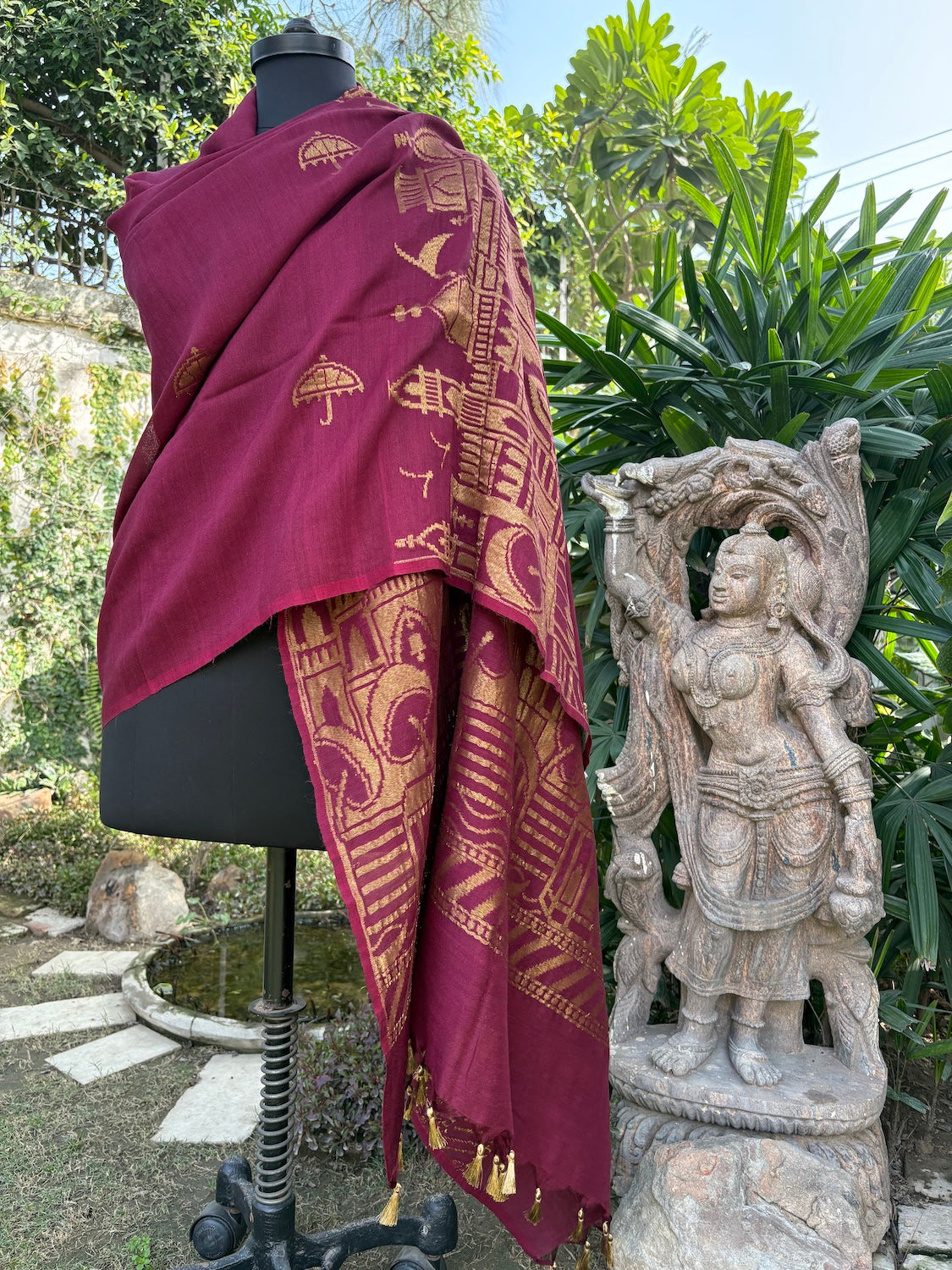 Ghats in Monsoon Wine Matka Georgette Dupatta