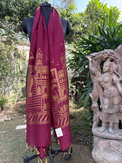 Ghats in Monsoon Wine Matka Georgette Dupatta