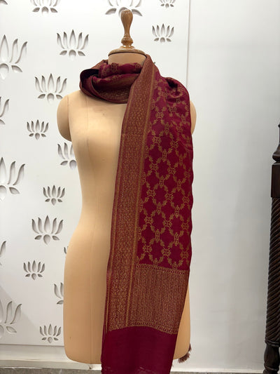 Zooni Maroon Matka Georgette Stole Dupatta