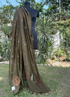 Firdaus Olive Green Matka Georgette Dupatta