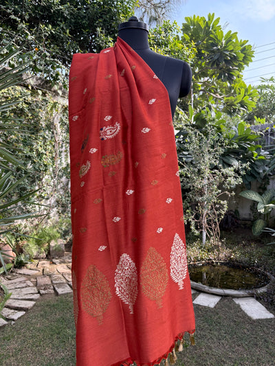 Burnt Orange Matka Georgette Dupatta