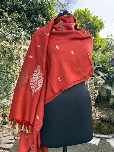 Burnt Orange Matka Georgette Dupatta