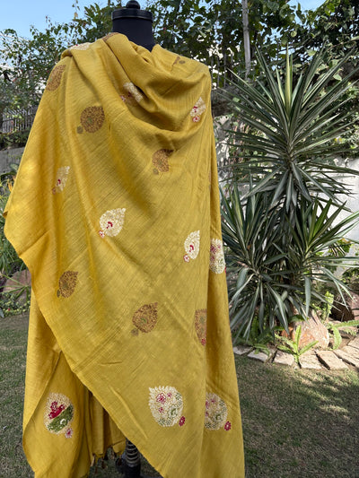 Sirpench Yellow Matka Georgette Dupatta