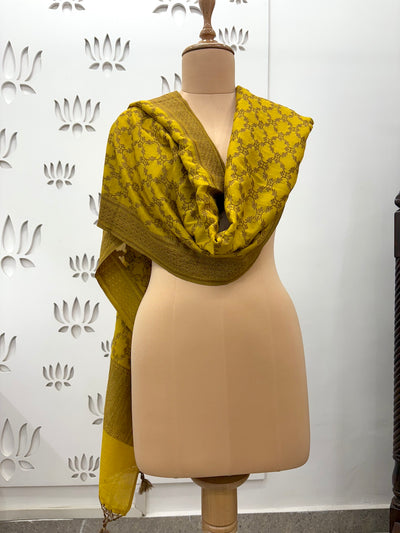 Aurora Yellow Matka Georgette Stole Dupatta