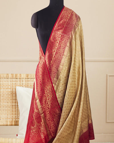 Gaurangi Gold & Red Silk Saree