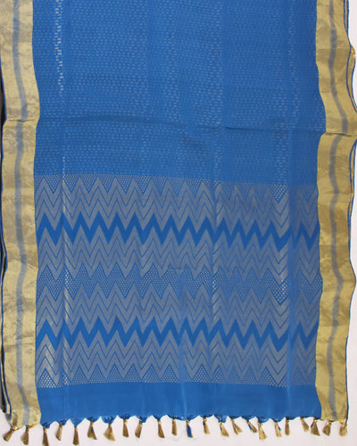 Nayantara Teal Blue Silk Saree