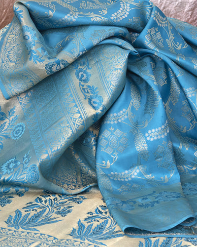 Kamini Turquoise Blue Silk Saree