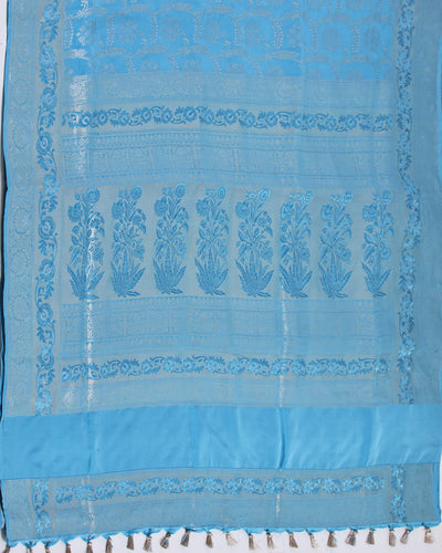 Kamini Turquoise Blue Silk Saree