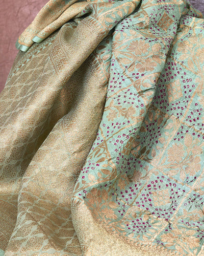 Jalpari Sea Green Bandhani Saree