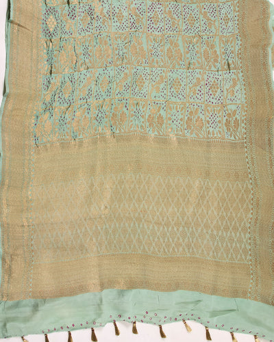 Jalpari Sea Green Bandhani Saree