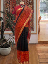 Black & Orange Ikat Cotton Saree