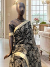 Ruhani Black Printed Cotton Saree