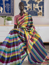 Rainbow Checks Bhujodi Saree