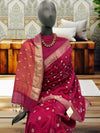 Garnet Pink Cotton Cutwork Saree