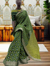 Samyukta Dark Green Cotton Cutwork Saree