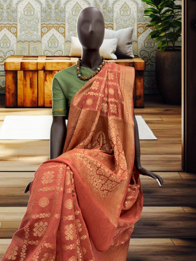 Suhasini Rust Cotton Cutwork Saree