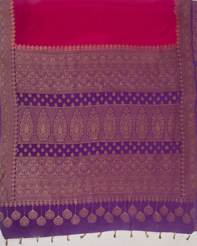 Gautami Rani Pink and Purple Crepe Silk Saree