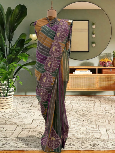 Nazakat Mustard Cotton Chanderi Saree