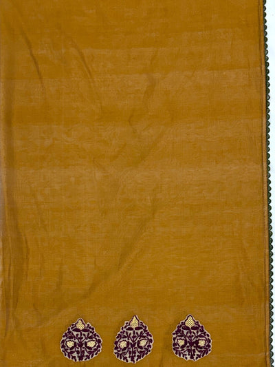 Nazakat Mustard Cotton Chanderi Saree