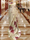 Cheherazad Ivory Satin Silk Saree