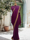 Zandra Purple Satin Silk Saree