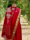 Golnaz Red Satin Silk Saree