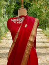 Golnaz Red Satin Silk Saree