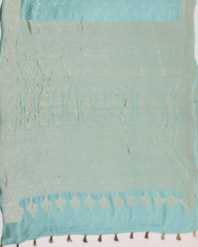 Evelyn Aqua Blue Crepe Silk Saree