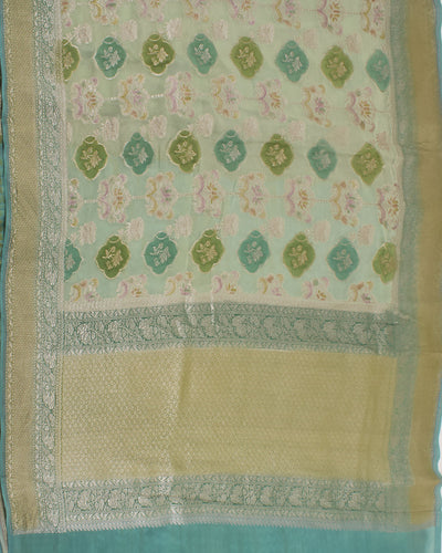 Sanobar Green Khaddi Georgette Sari