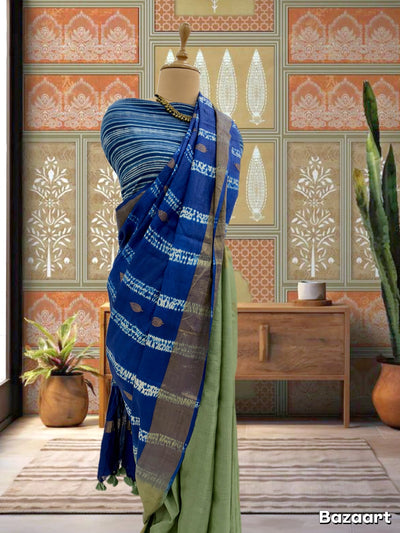 Mohini Blue Shibori Tussar Saree