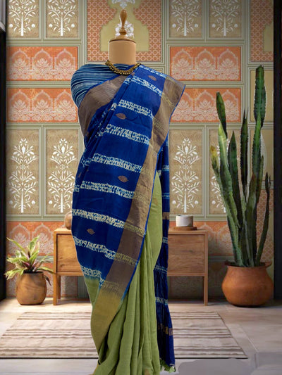 Mohini Blue Shibori Tussar Saree