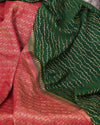 Flaming Forest Green & Red Khaddi Georgette Sari