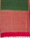 Flaming Forest Green & Red Khaddi Georgette Sari