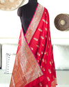 Gulposh Red Banarasi Katan Silk Saree