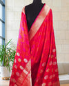 Rhodes Pink & Red Tanchoi Silk Saree