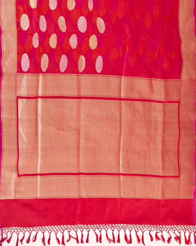 Rhodes Pink & Red Tanchoi Silk Saree