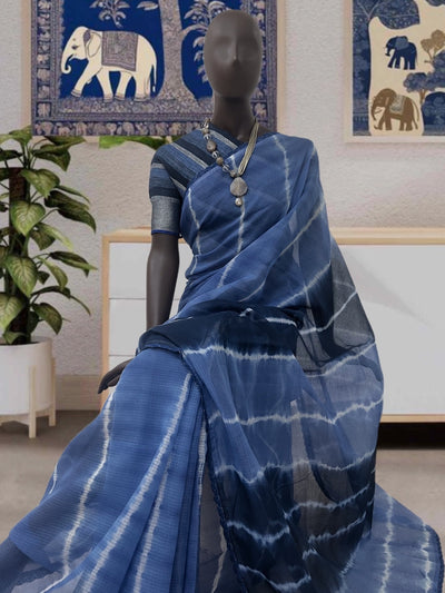 Ocean Waves Blue Kota Saree